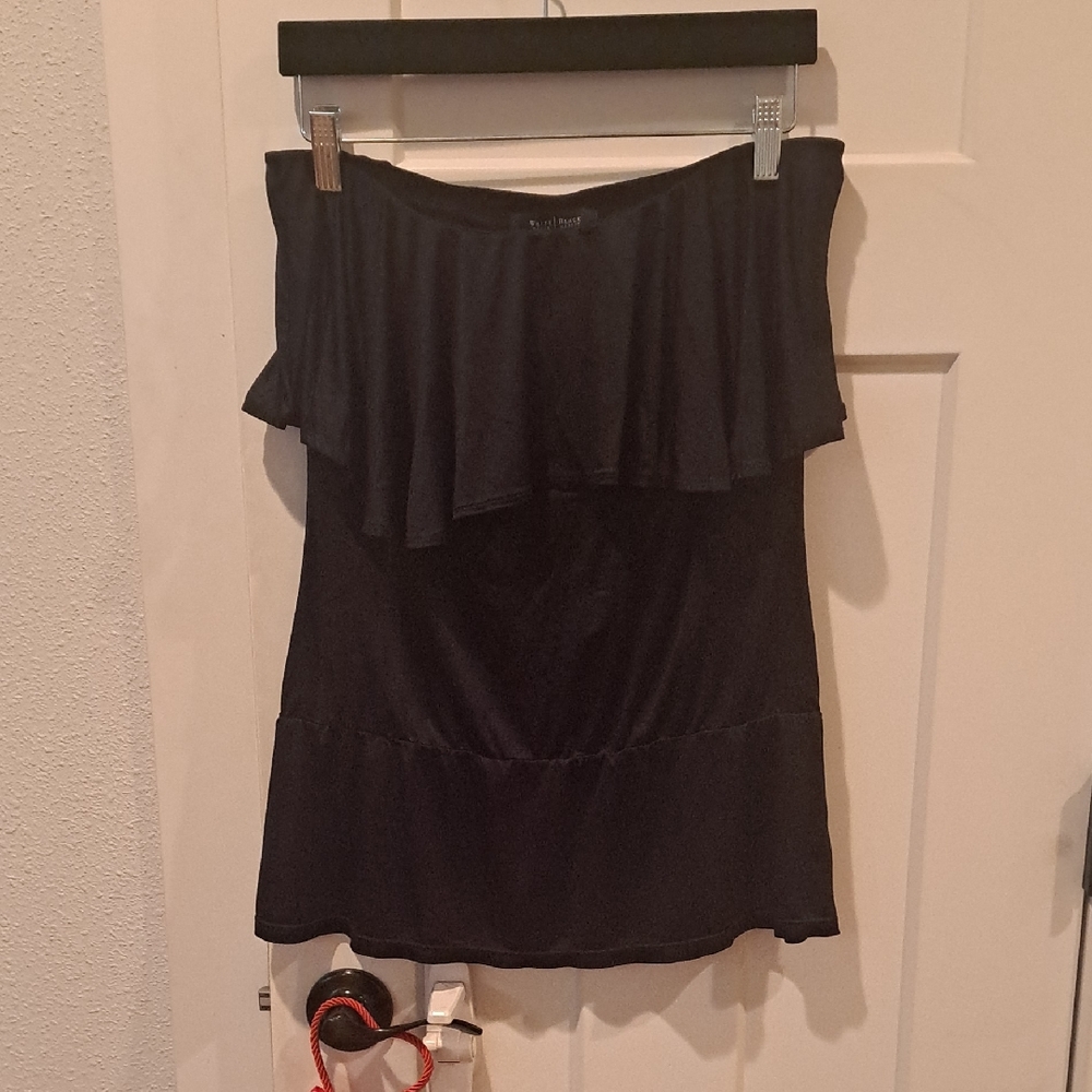 White House Black Market Black Ruffle Off-Shoulder Blouse